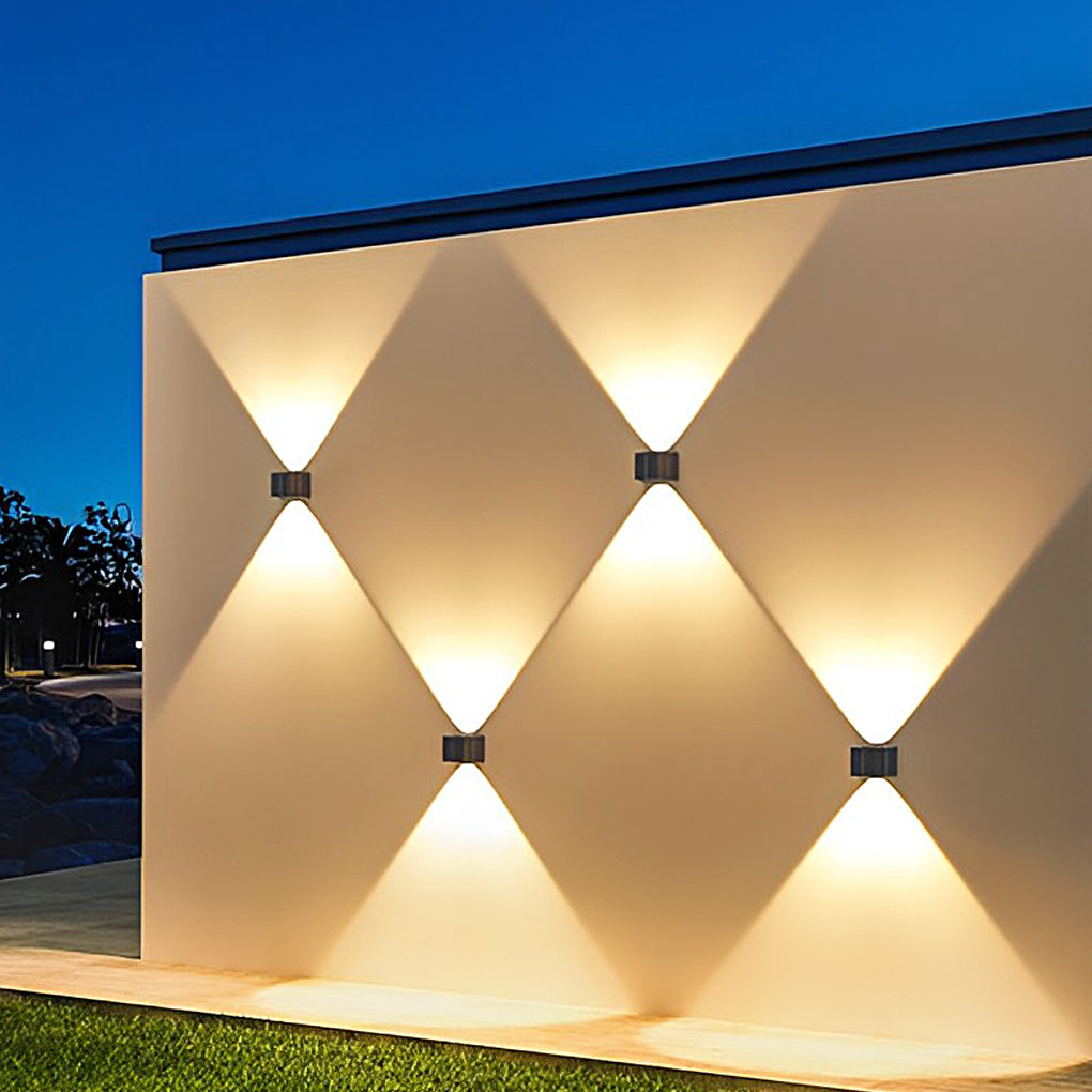 Modern Waterproof Solar Outdoor Wall Sconce with Up and Down LED Lighting in Black Finish