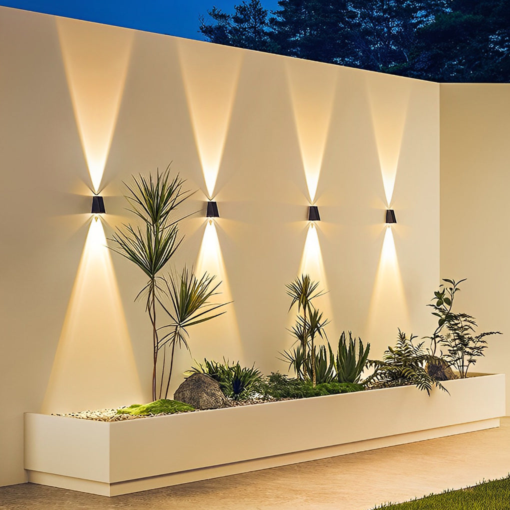 Modern Waterproof Solar Outdoor Wall Sconce with Up and Down LED Lighting in Black Finish