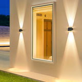 Modern Waterproof Solar Outdoor Wall Sconce with Up and Down LED Lighting in Black Finish