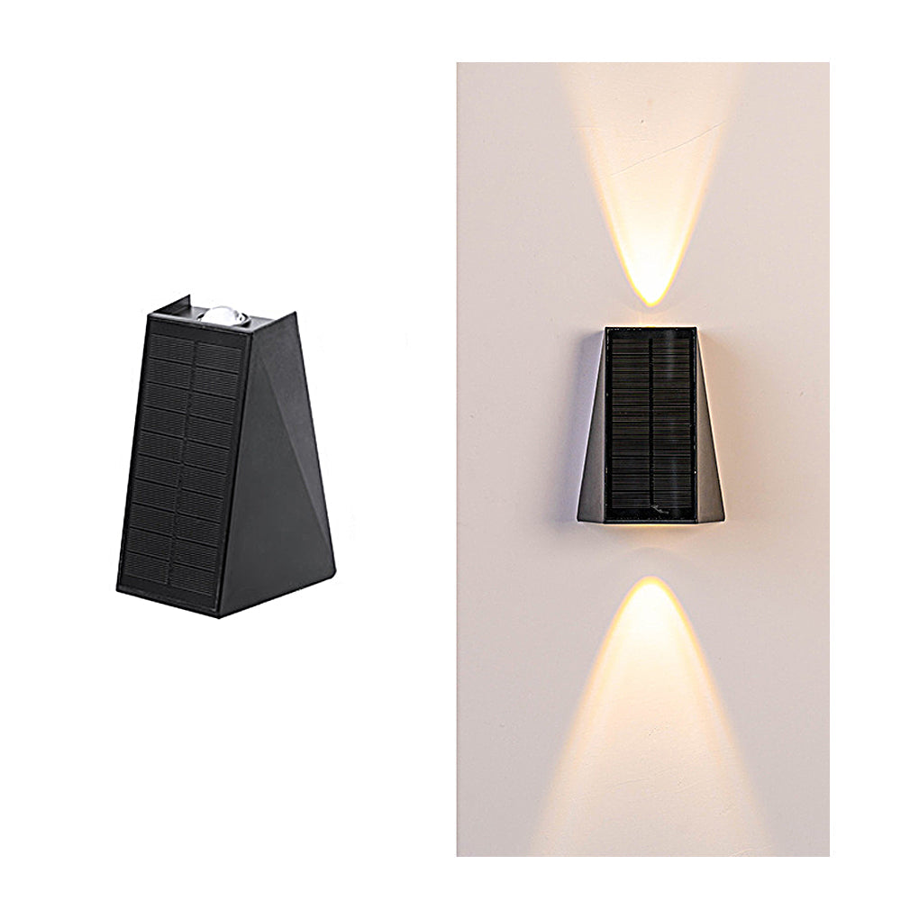 Modern Waterproof Solar Outdoor Wall Sconce with Up and Down LED Lighting in Black Finish