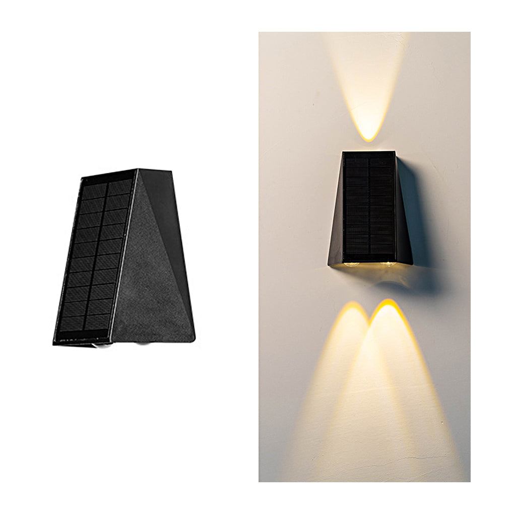 Modern Waterproof Solar Outdoor Wall Sconce with Up and Down LED Lighting in Black Finish