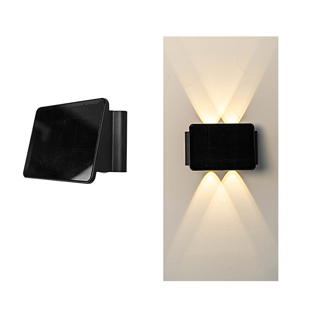 Modern Waterproof Solar Outdoor Wall Sconce with Up and Down LED Lighting in Black Finish