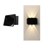 Modern Waterproof Solar Outdoor Wall Sconce with Up and Down LED Lighting in Black Finish