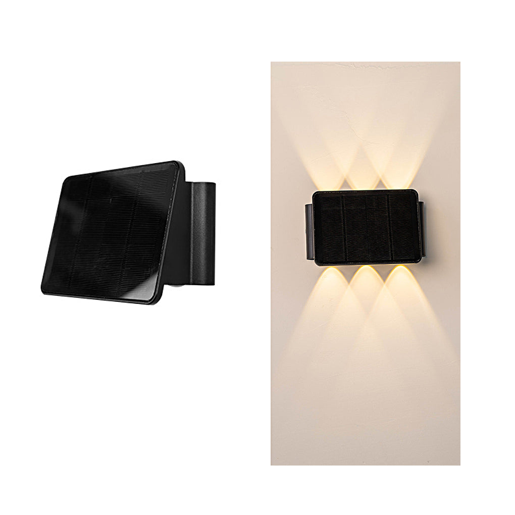 Modern Waterproof Solar Outdoor Wall Sconce with Up and Down LED Lighting in Black Finish