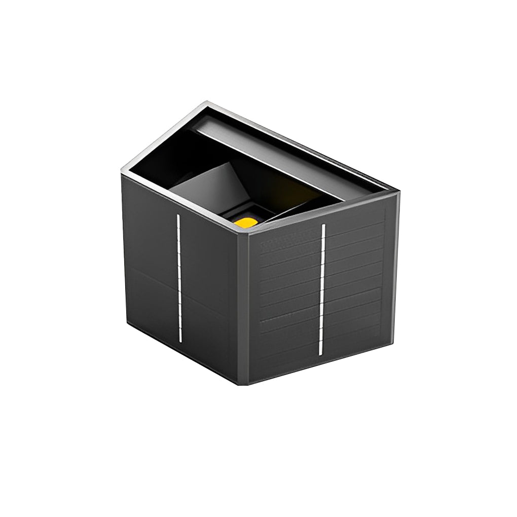 Modern Waterproof Solar Outdoor Wall Sconce with Up and Down LED Lighting in Black Finish