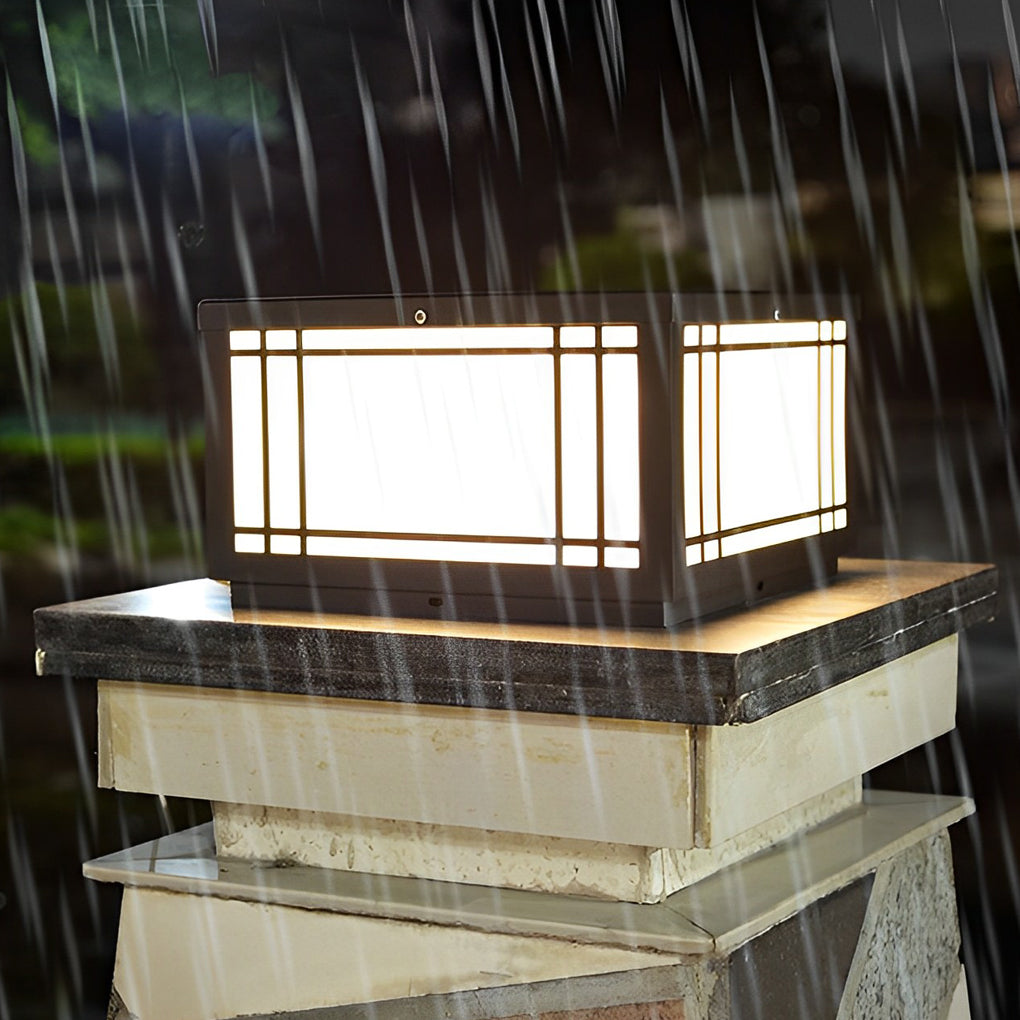 Modern Waterproof Solar Post Lights with 3 Color Dimming and Remote for Outdoor Garden and Fence