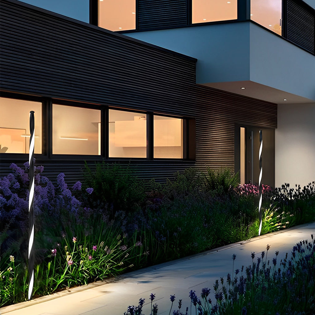 Modern Waterproof Solar Powered LED Garden Pathway Light Black Aluminum Landscape Lawn Lamp
