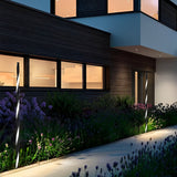 Modern Waterproof Solar Powered LED Garden Pathway Light Black Aluminum Landscape Lawn Lamp