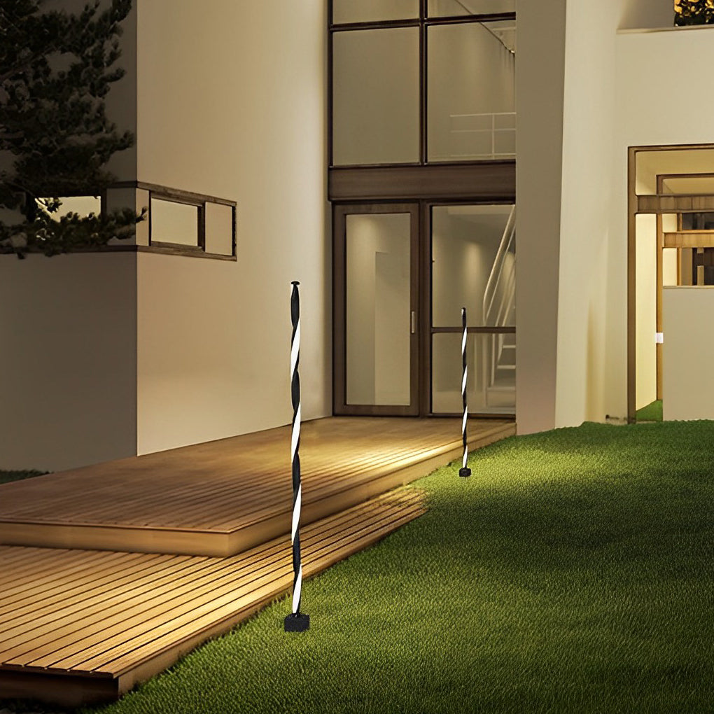 Modern Waterproof Solar Powered LED Garden Pathway Light Black Aluminum Landscape Lawn Lamp