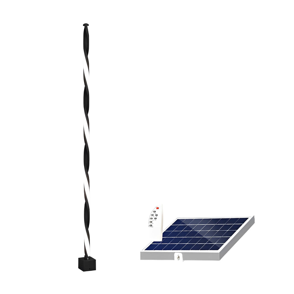 Modern Waterproof Solar Powered LED Garden Pathway Light Black Aluminum Landscape Lawn Lamp