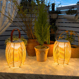 Modern Waterproof Solar Rattan Lantern Portable LED Outdoor Floor Lamp for Garden and Yard