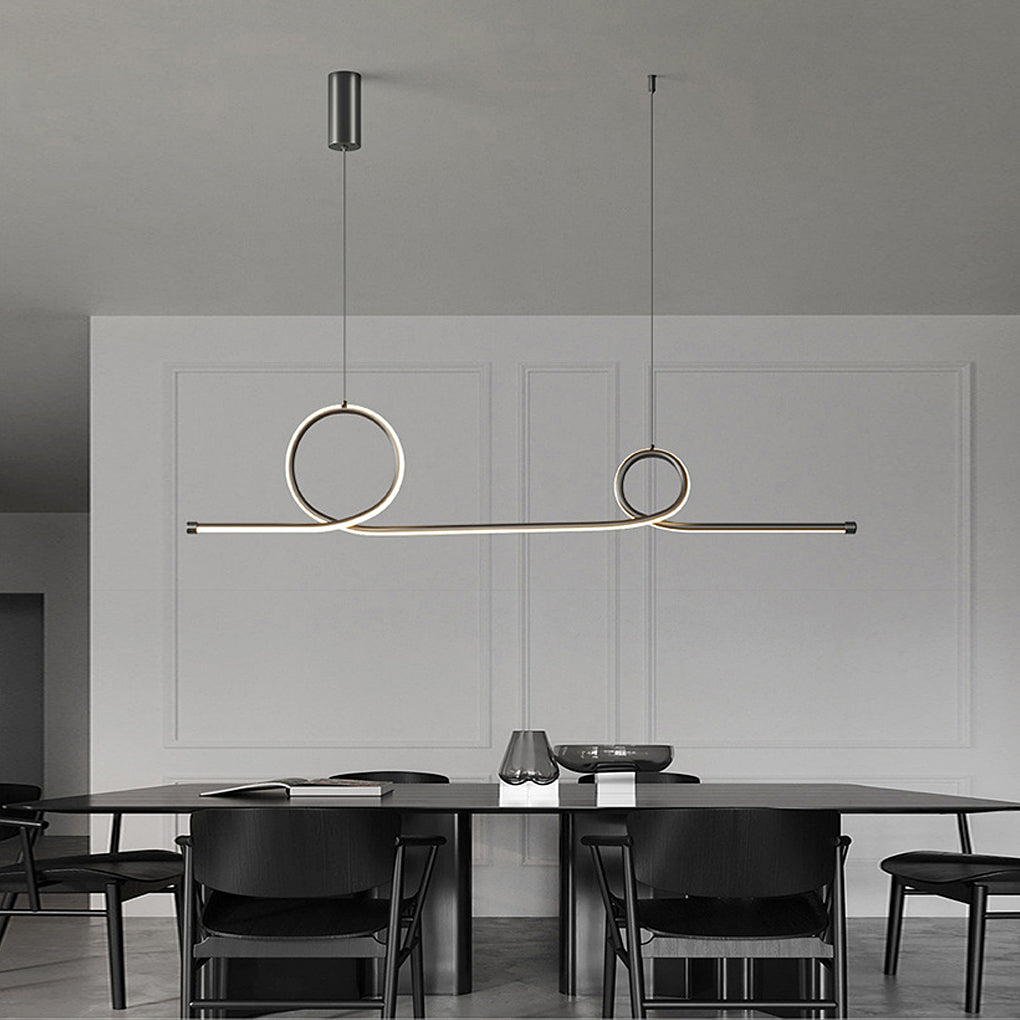 Modern Wave Design Dimmable LED Chandelier with Remote Control for Contemporary Living Room