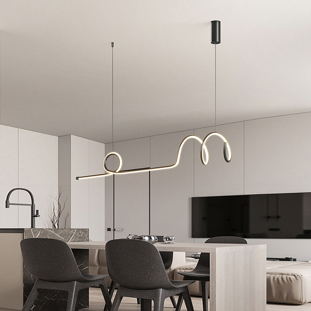 Modern Wave Design Dimmable LED Chandelier with Remote Control for Contemporary Living Room