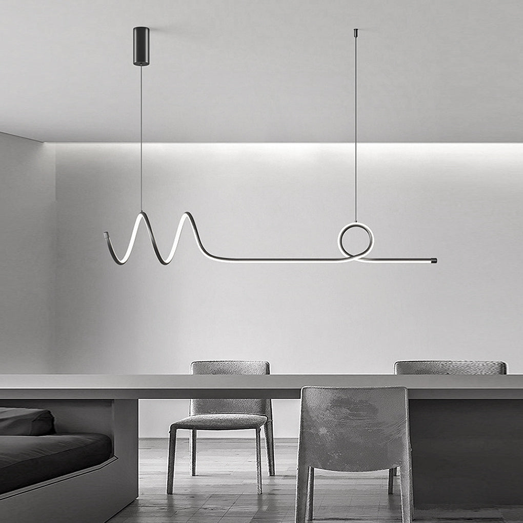 Modern Wave Design Dimmable LED Chandelier with Remote Control for Contemporary Living Room