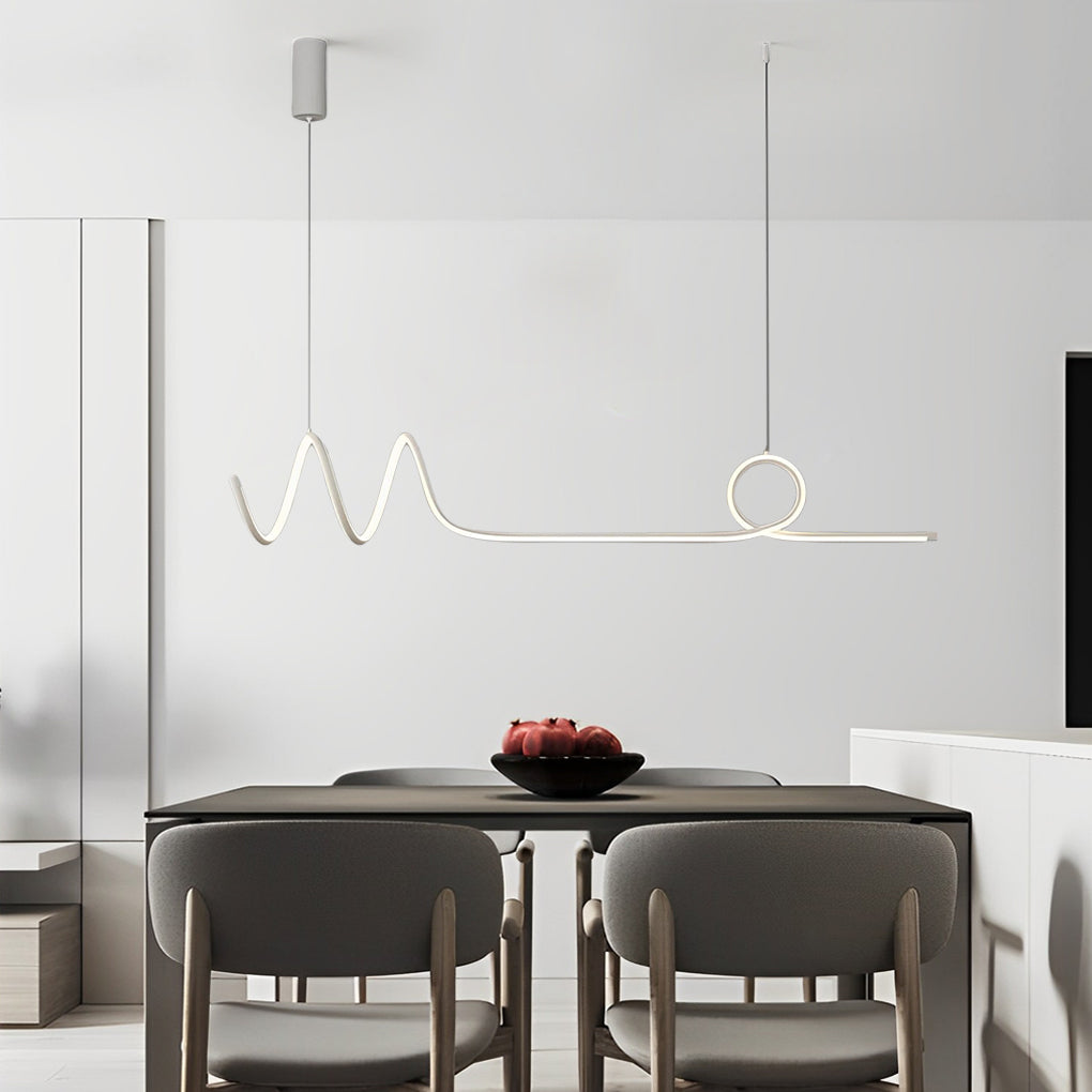 Modern Wave Design Dimmable LED Chandelier with Remote Control for Contemporary Living Room