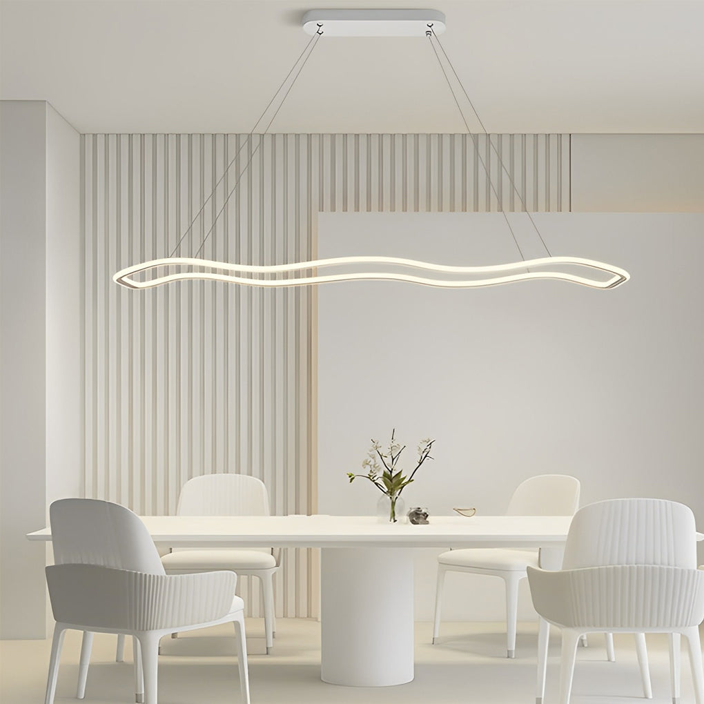 Modern Wave Design LED Pendant Light Nordic Style Circular Chandelier Ceiling Fixture