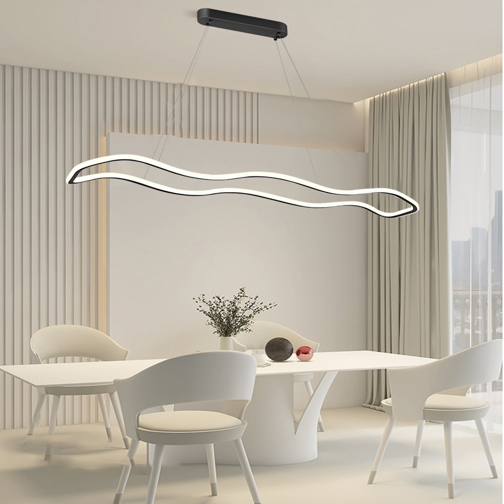 Modern Wave Design LED Pendant Light Nordic Style Circular Chandelier Ceiling Fixture