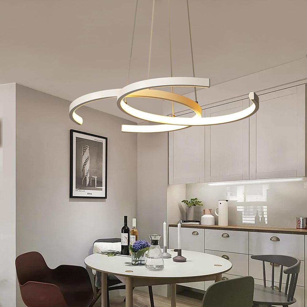 Modern Wave LED Island Chandelier Dimmable Pendant Light for Foyer and Kitchen Ceiling Lighting