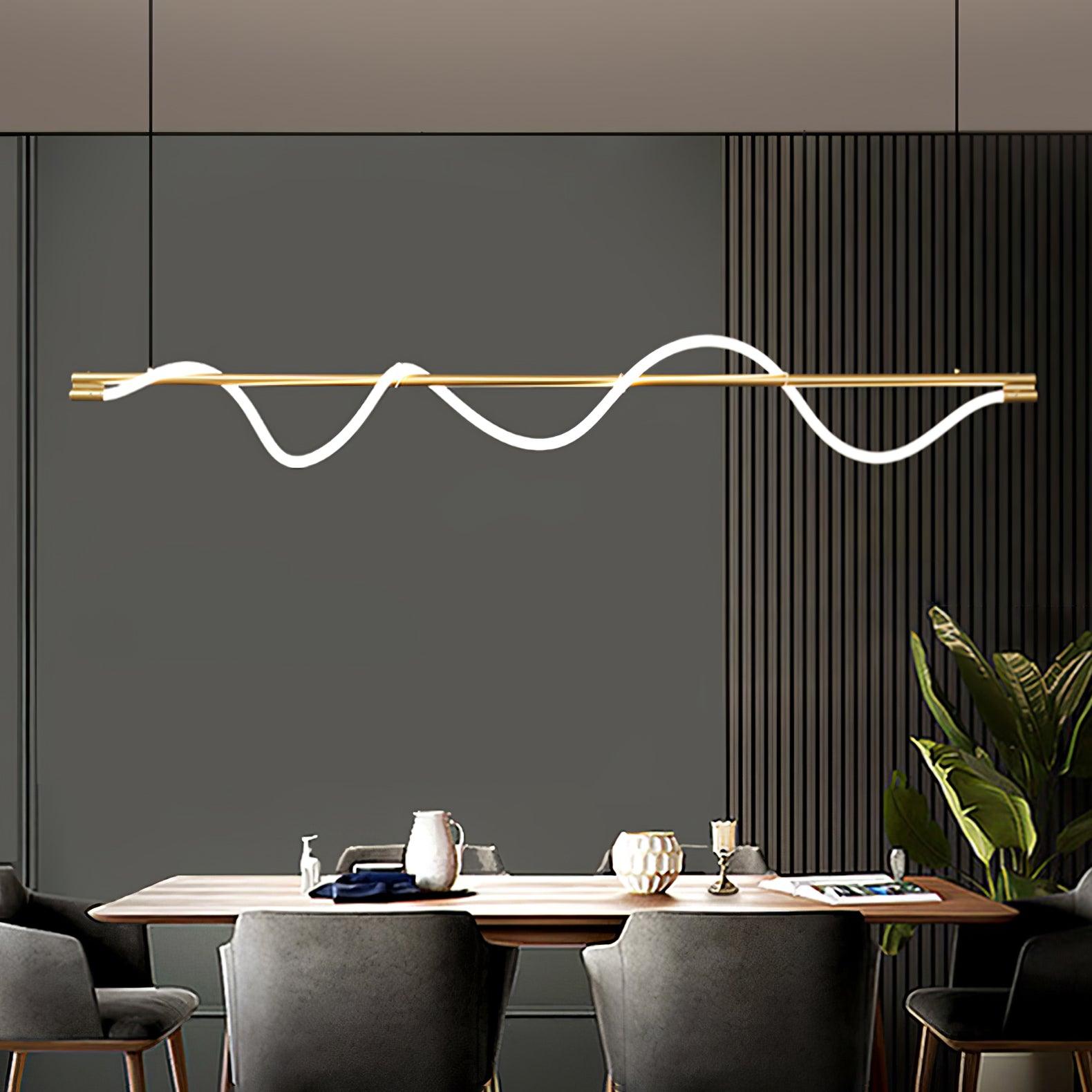 Modern Wave LED Linear Pendant Light for Kitchen Island and Office