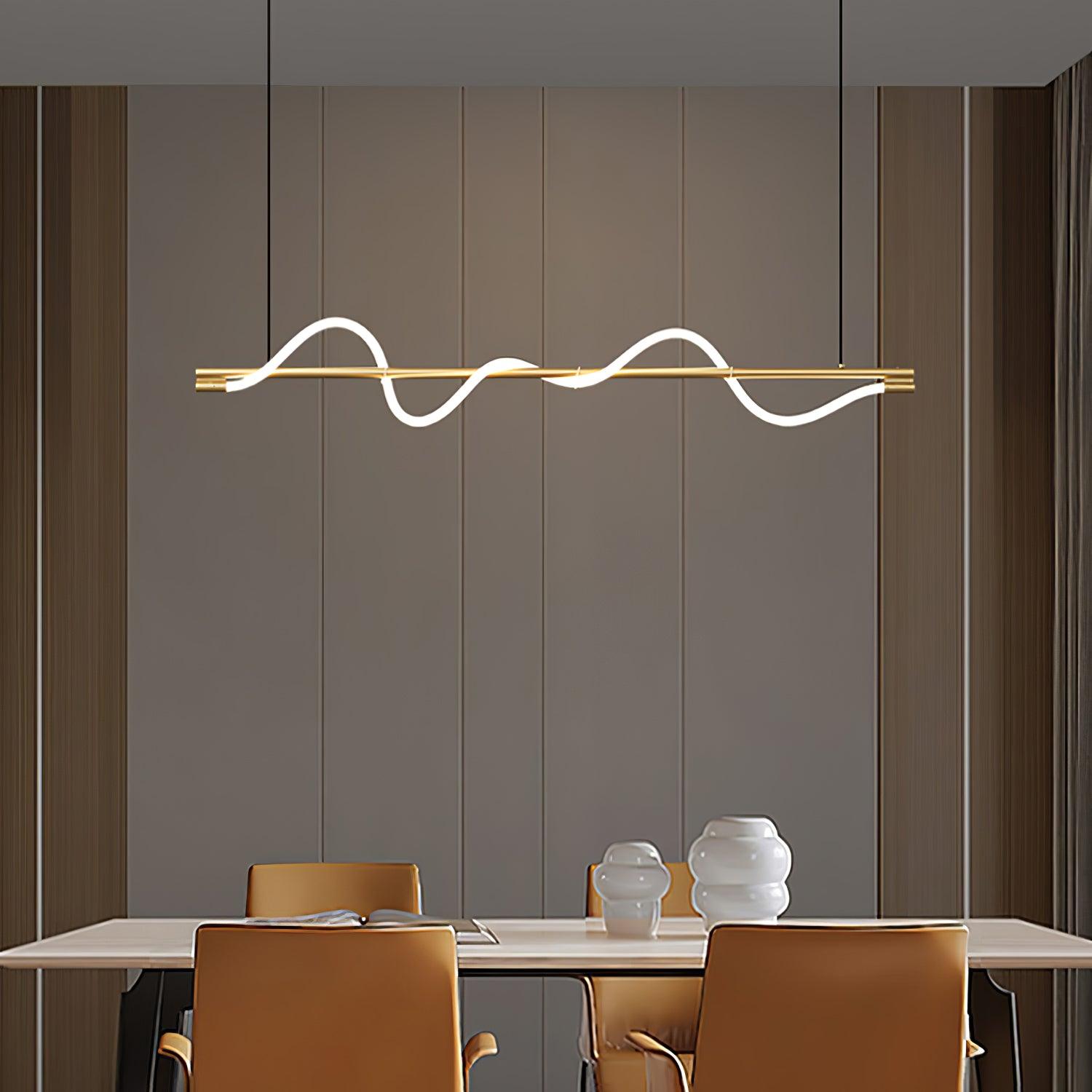 Modern Wave LED Linear Pendant Light for Kitchen Island and Office