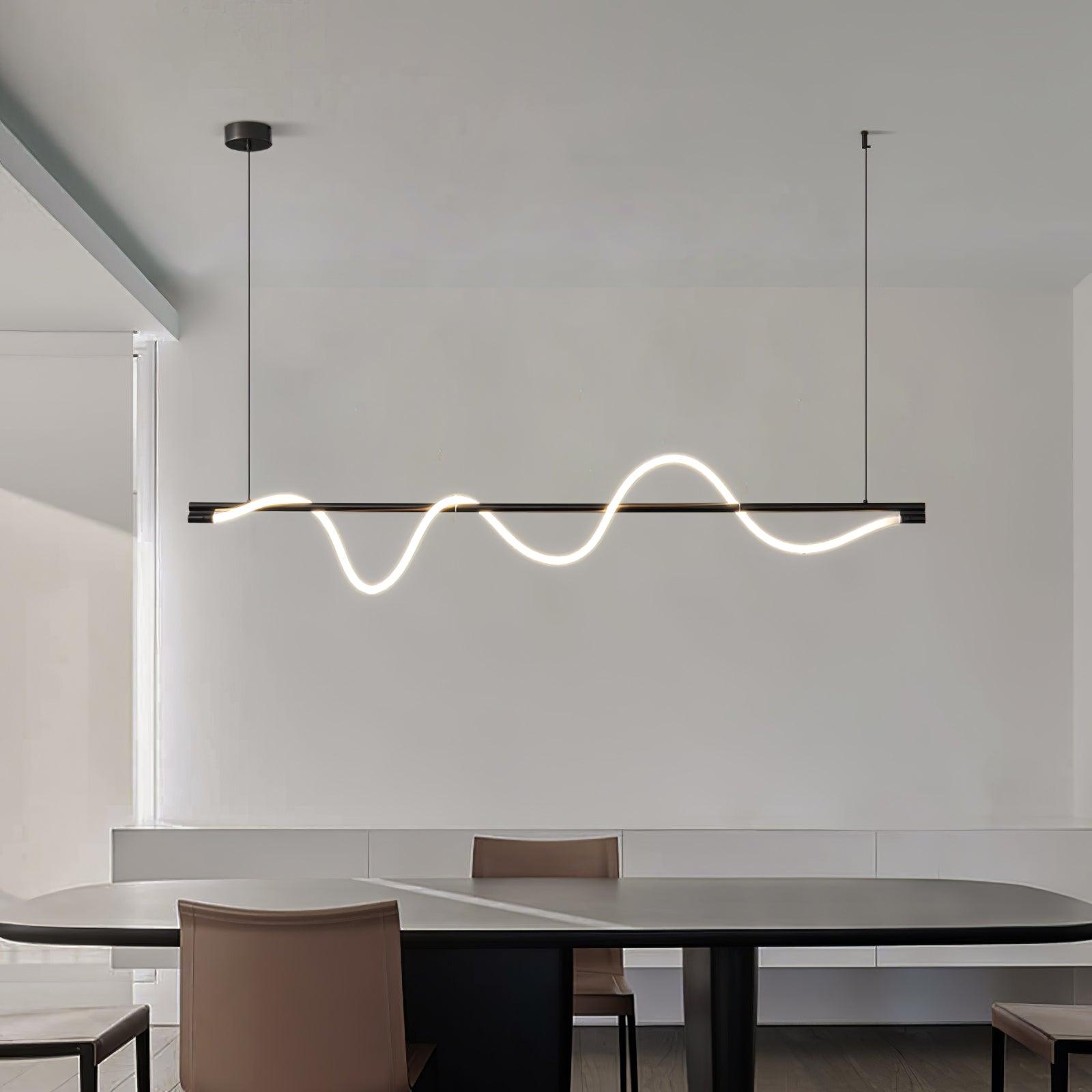Modern Wave LED Linear Pendant Light for Kitchen Island and Office