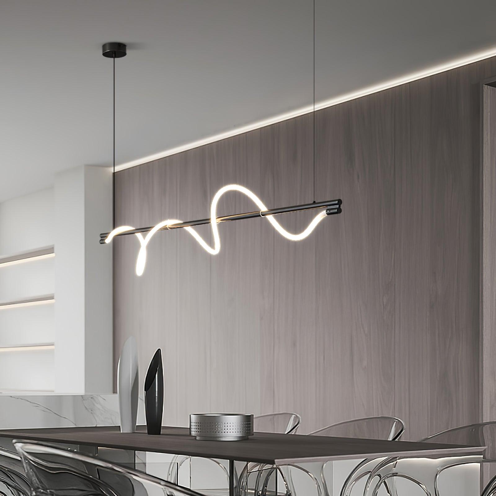 Modern Wave LED Linear Pendant Light for Kitchen Island and Office
