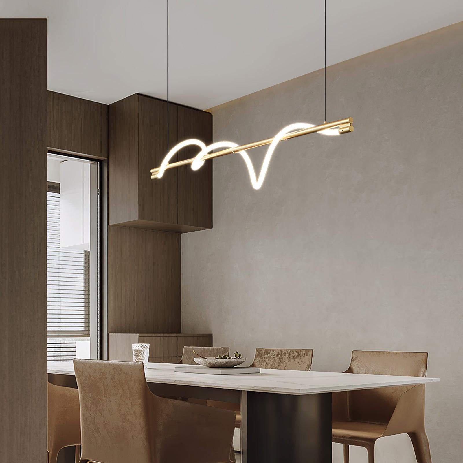 Modern Wave LED Linear Pendant Light for Kitchen Island and Office