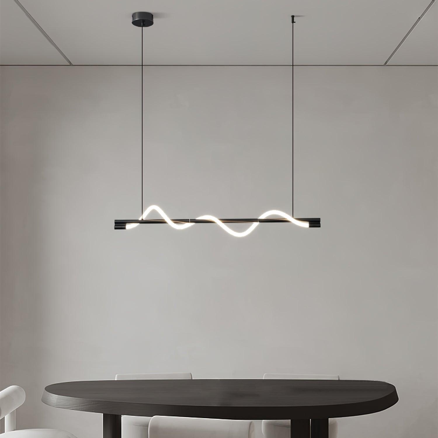 Modern Wave LED Linear Pendant Light for Kitchen Island and Office