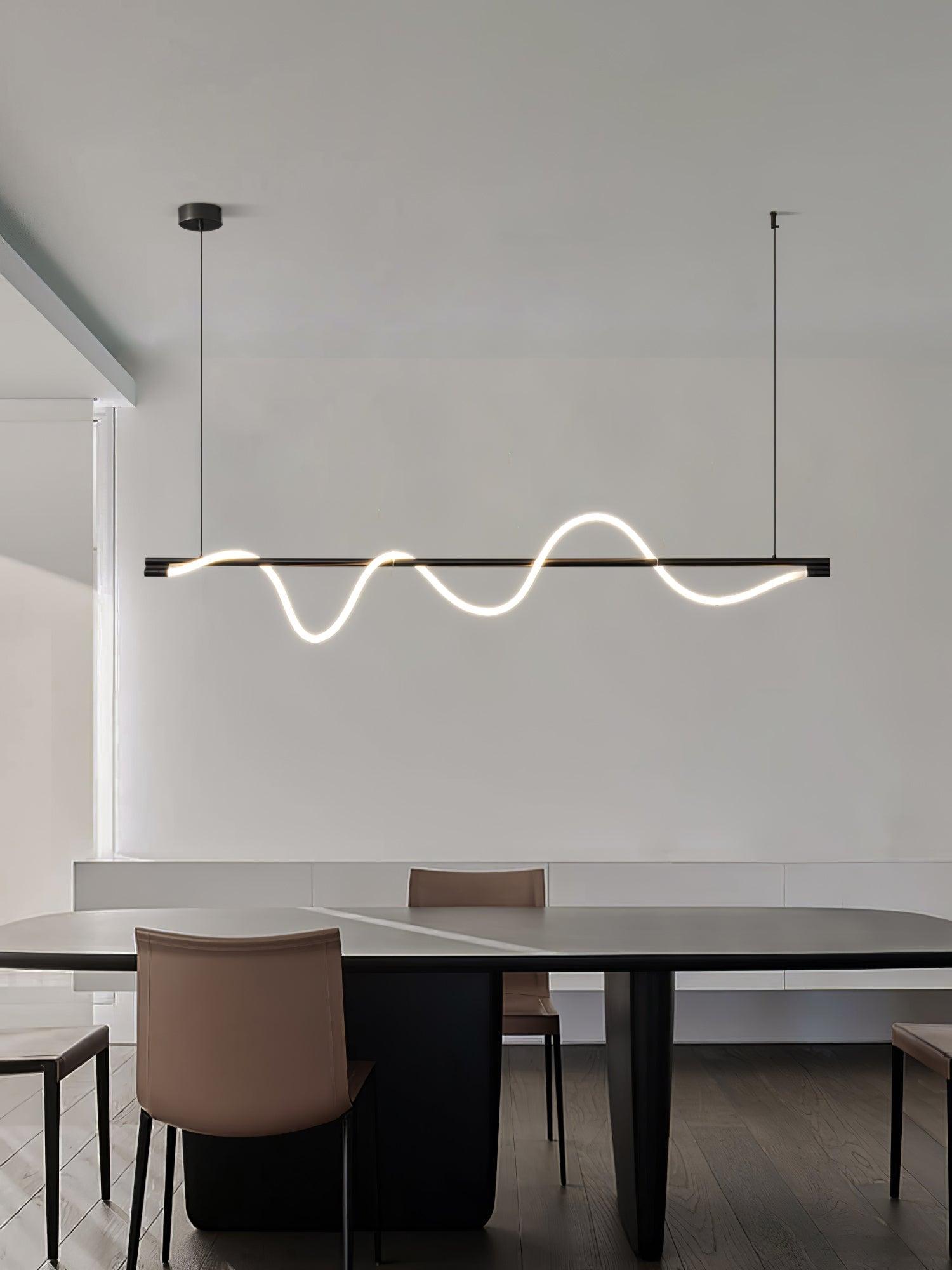 Modern Wave LED Linear Pendant Light for Kitchen Island and Office
