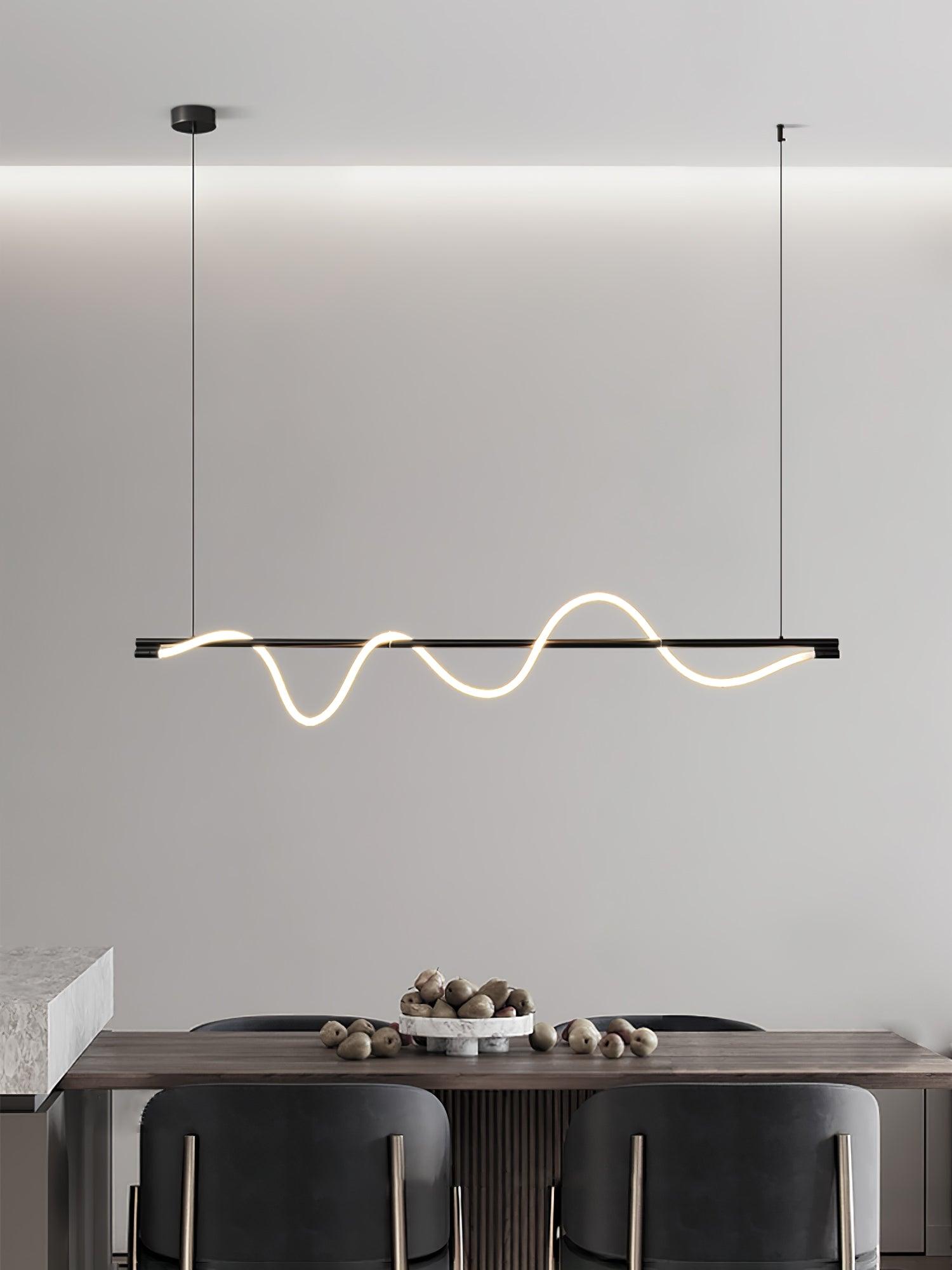 Modern Wave LED Linear Pendant Light for Kitchen Island and Office
