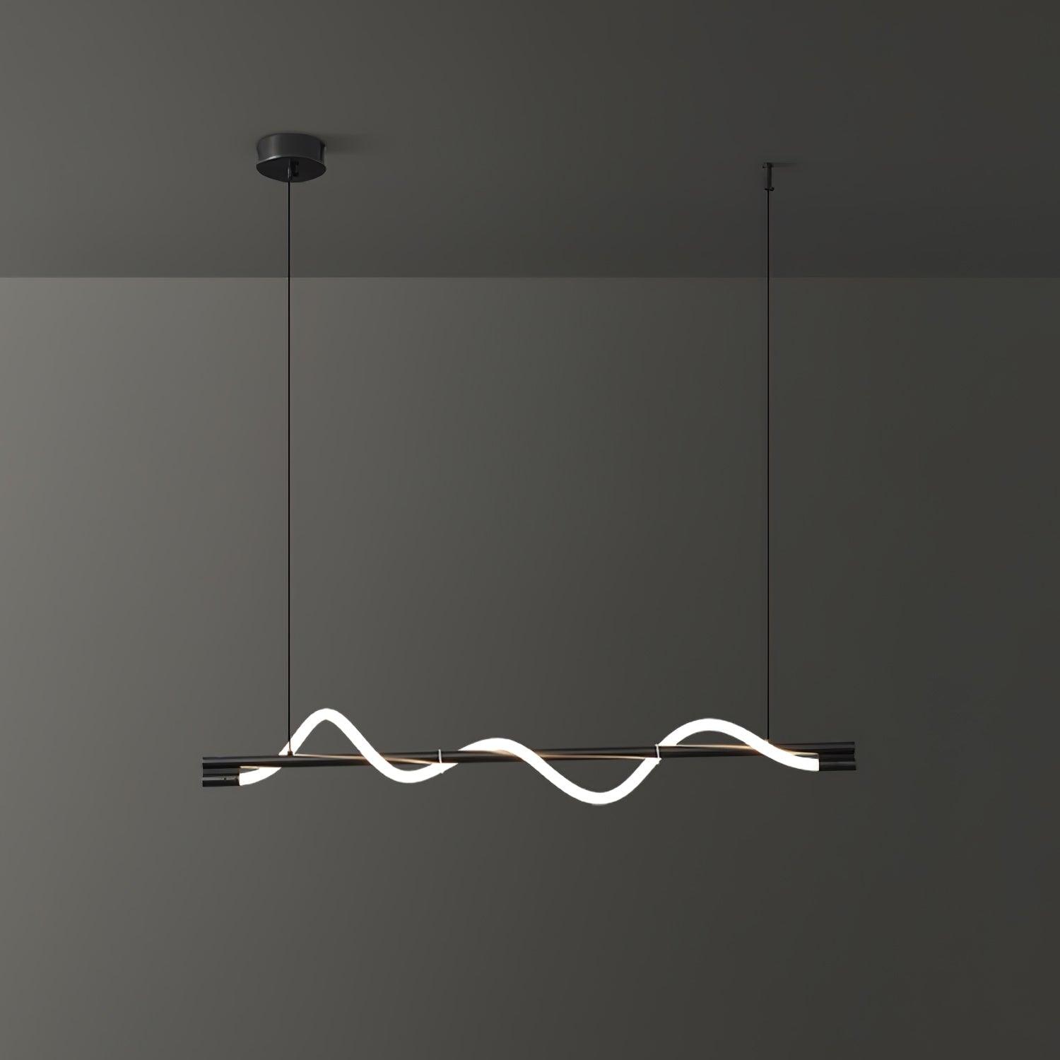 Modern Wave LED Linear Pendant Light for Kitchen Island and Office