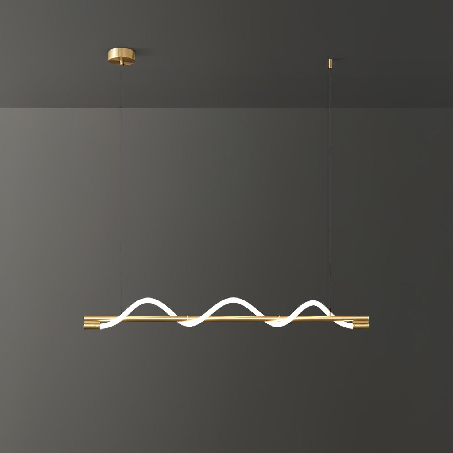 Modern Wave LED Linear Pendant Light for Kitchen Island and Office