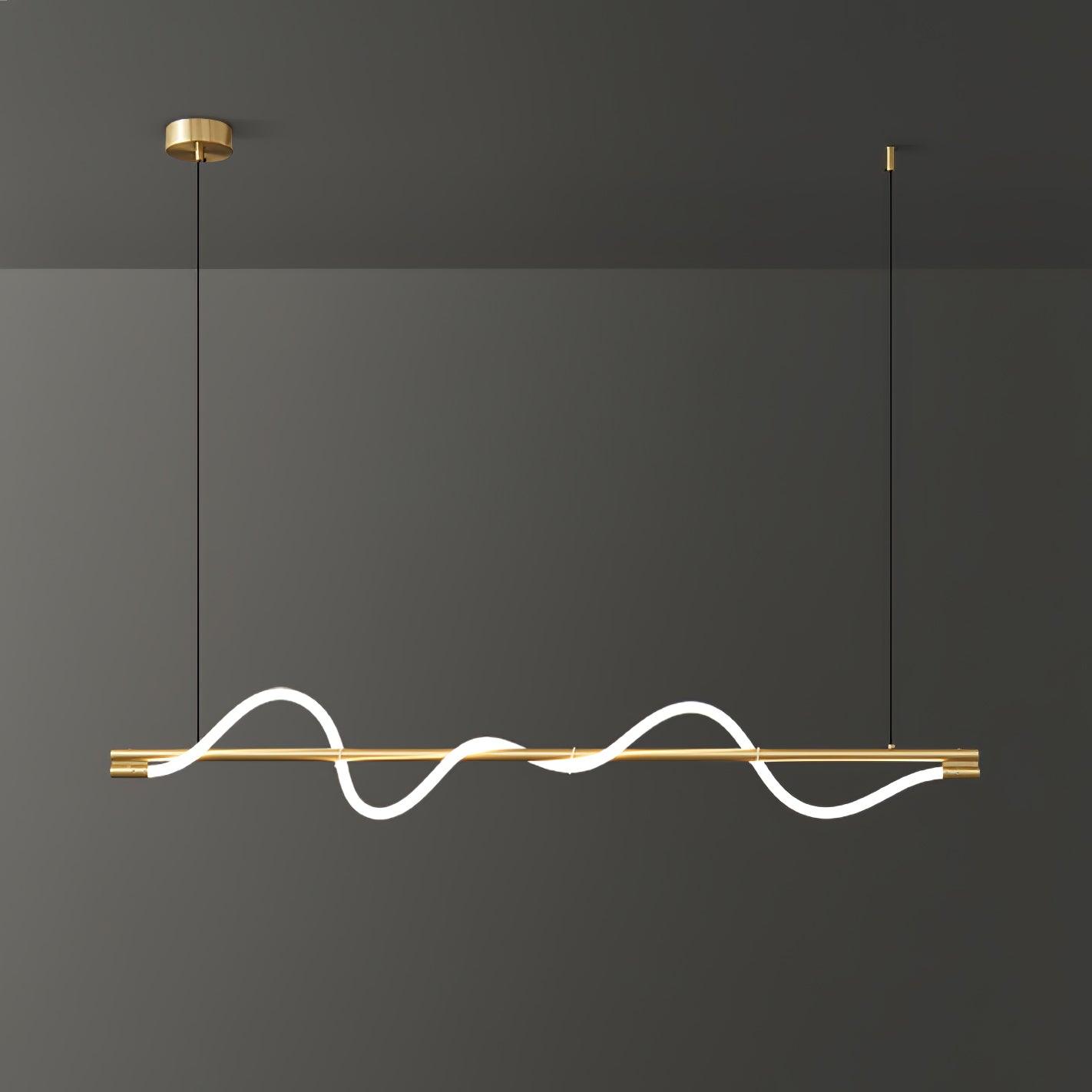 Modern Wave LED Linear Pendant Light for Kitchen Island and Office