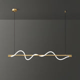Modern Wave LED Linear Pendant Light for Kitchen Island and Office