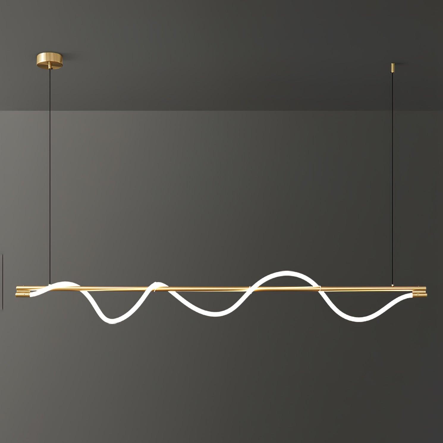 Modern Wave LED Linear Pendant Light for Kitchen Island and Office