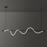 Modern Wave LED Linear Pendant Light for Kitchen Island and Office