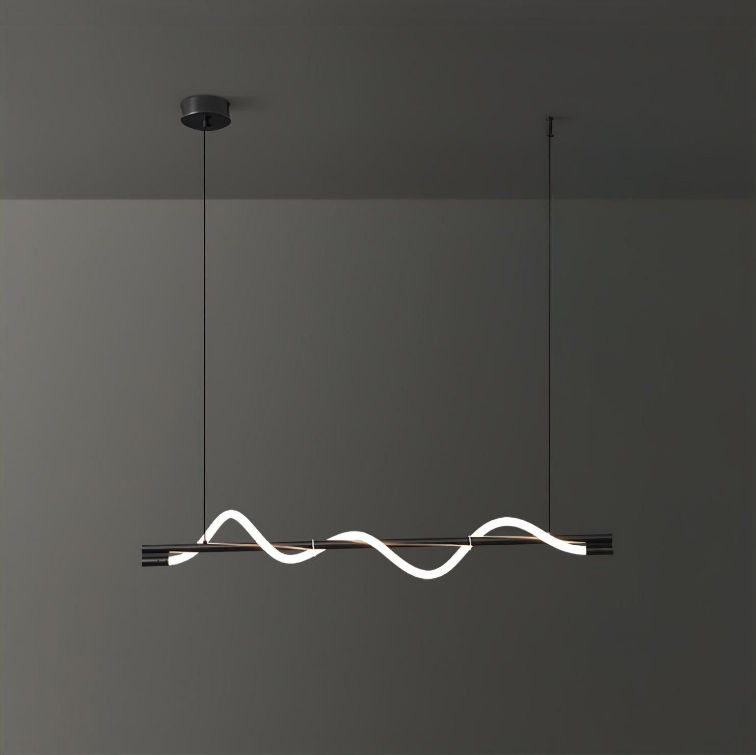 Modern Wave LED Linear Pendant Light for Kitchen Island and Office