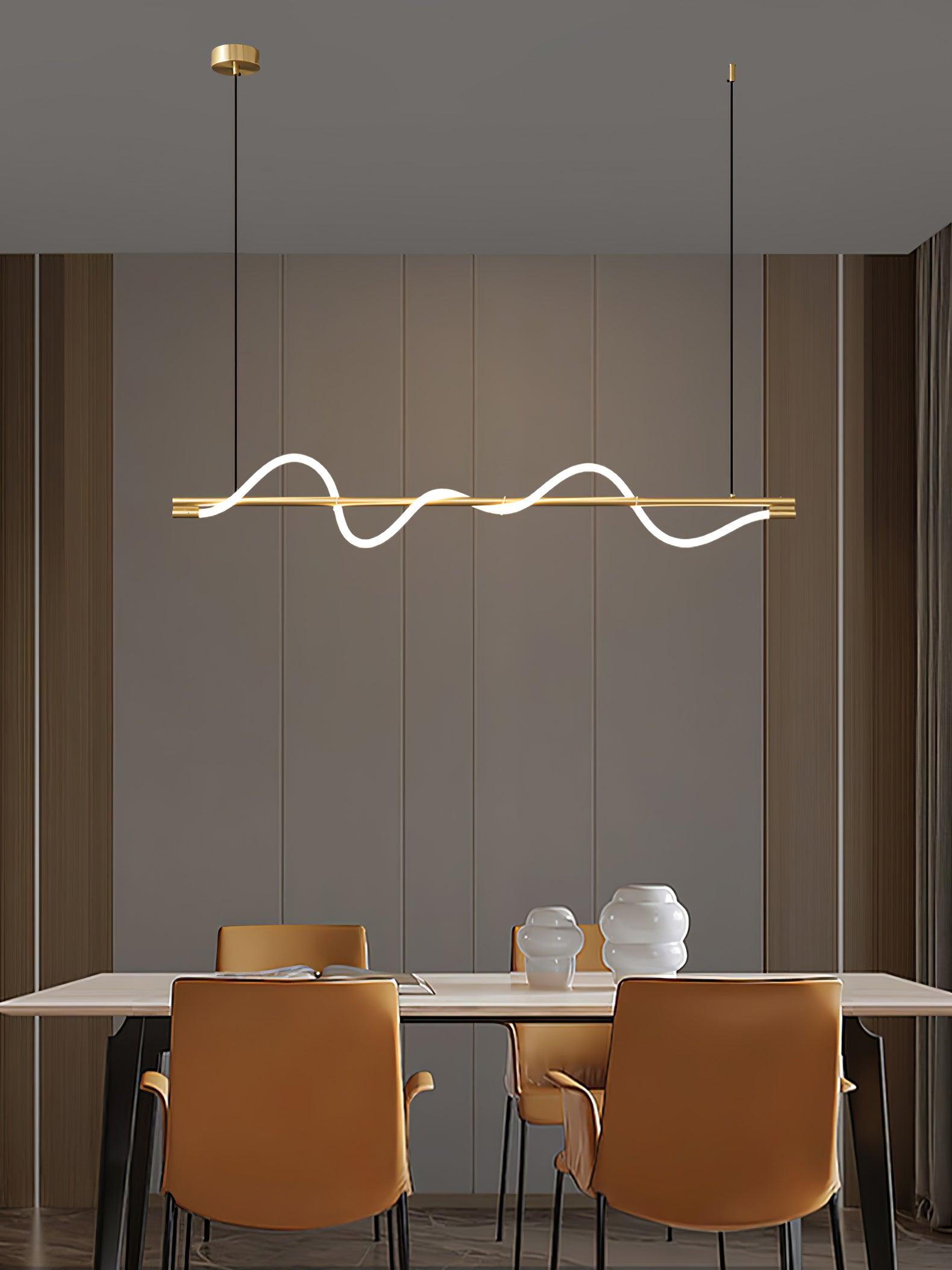 Modern Wave LED Linear Pendant Light for Kitchen Island and Office