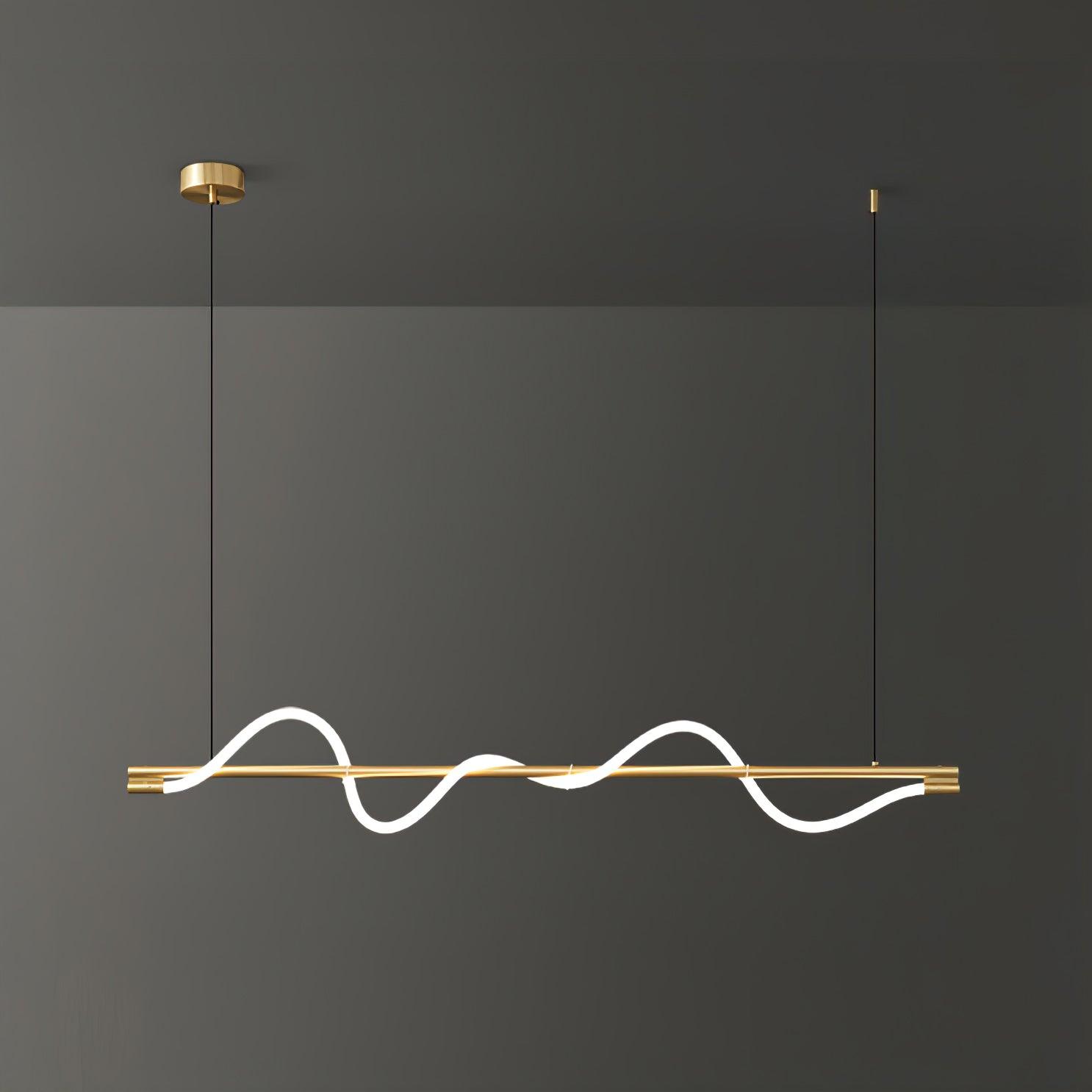 Modern Wave LED Linear Pendant Light for Kitchen Island and Office