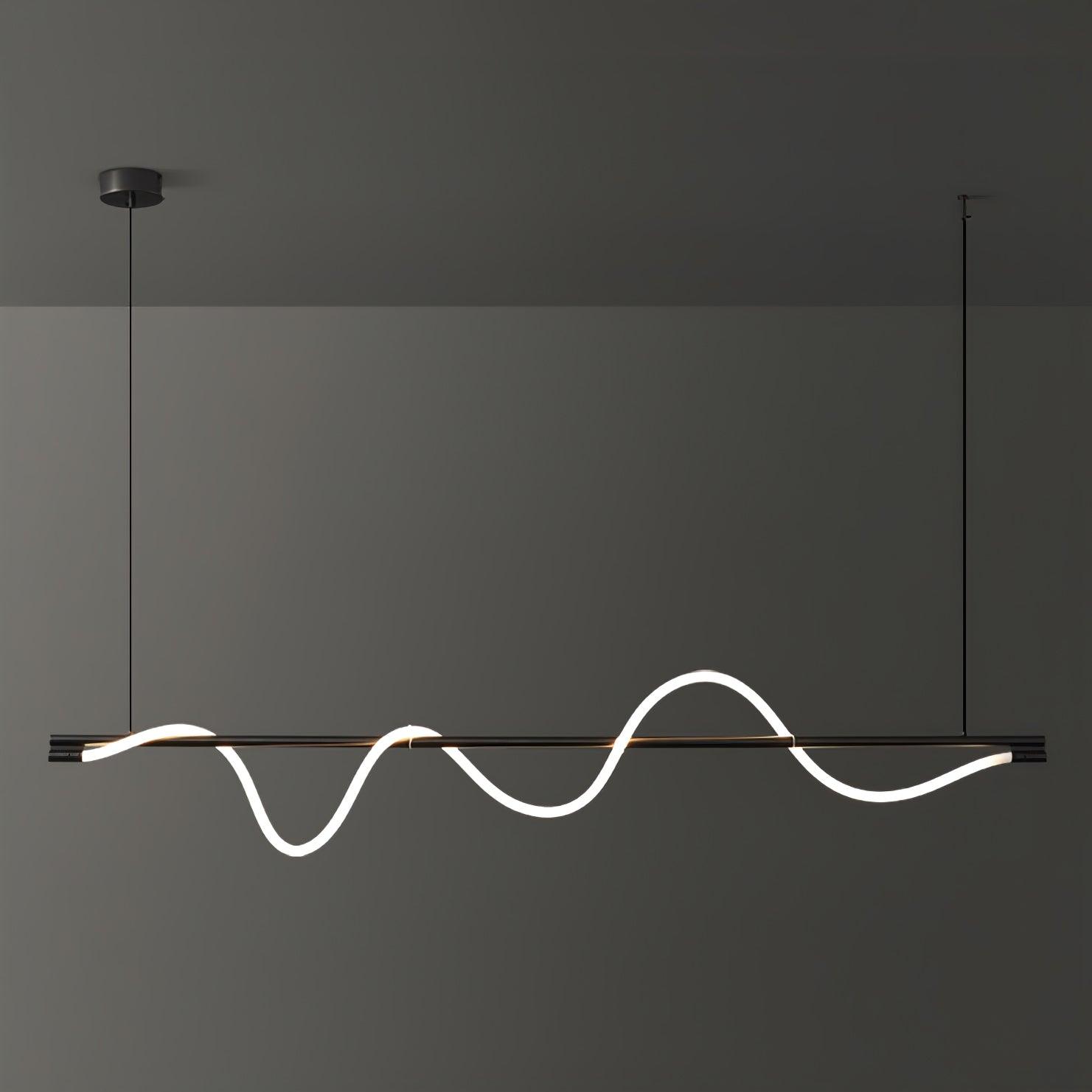 Modern Wave LED Linear Pendant Light for Kitchen Island and Office