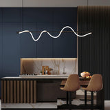 Modern Wave LED Linear Pendant Light for Kitchen Island and Office