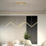 Modern Wave LED Pendant Light Dimmable Linear Kitchen Island Lighting for Dining Room Office