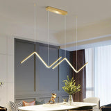 Modern Wave LED Pendant Light Dimmable Linear Kitchen Island Lighting for Dining Room Office