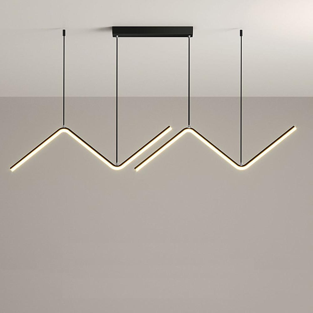 Modern Wave LED Pendant Light Dimmable Linear Kitchen Island Lighting for Dining Room Office
