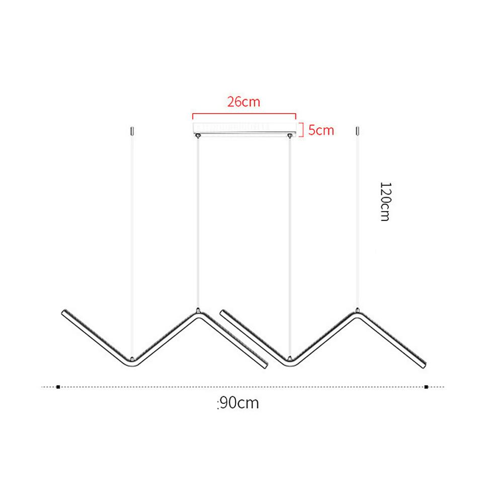 Modern Wave LED Pendant Light Dimmable Linear Kitchen Island Lighting for Dining Room Office