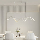 Modern Wave Line LED Chandelier Dimmable Pendant Light with Remote for Dining Room