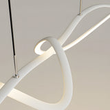 Modern Wave Line LED Chandelier Dimmable Pendant Light with Remote for Dining Room