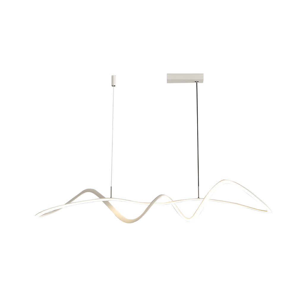 Modern Wave Line LED Chandelier Dimmable Pendant Light with Remote for Dining Room