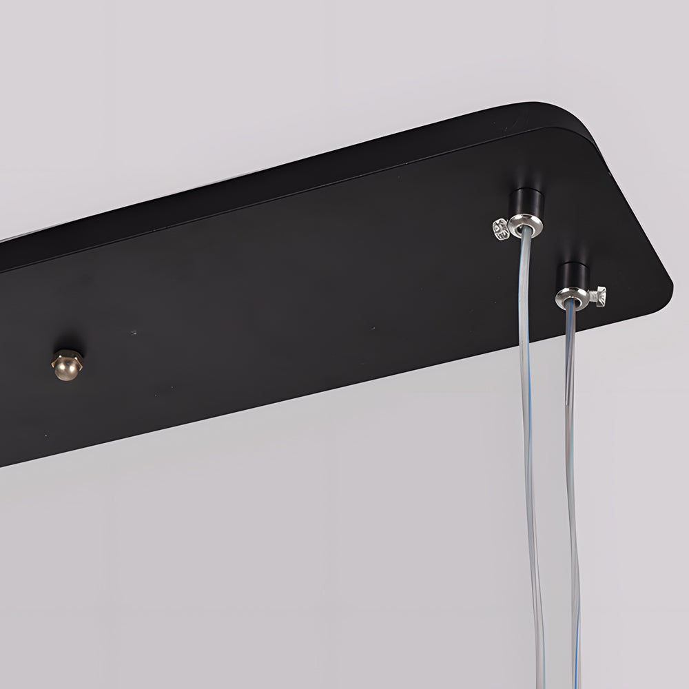 Modern Wave Linear LED Pendant Light 3 Step Dimming Black Aluminum Dining Room Chandelier