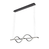 Modern Wave Linear LED Pendant Light 3 Step Dimming Black Aluminum Dining Room Chandelier